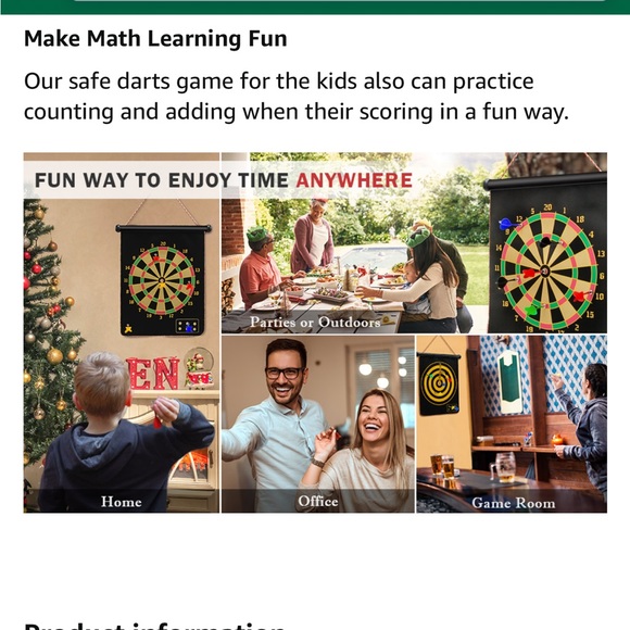 Lanao Magnet Dartboard for Kids & Adults/Double Sided Board Games - Picture 6 of 9